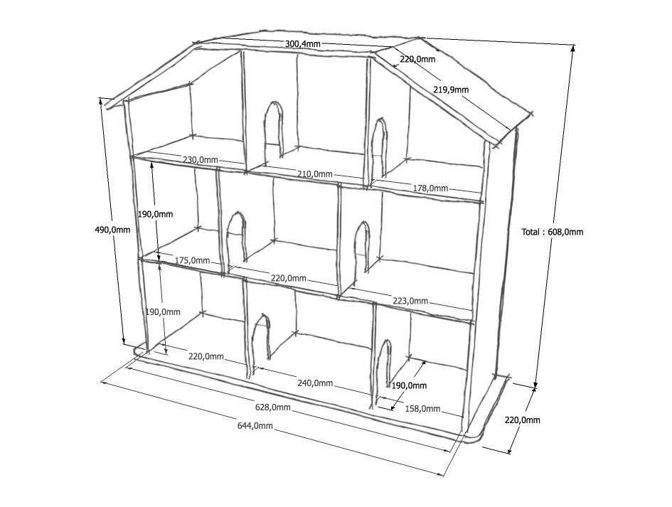 Чертеж кукольного домика из фанеры с размерами