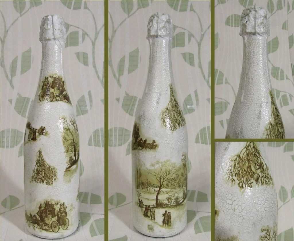 Декупаж бутылок на новый год своими руками (170+ фото) пошагово
