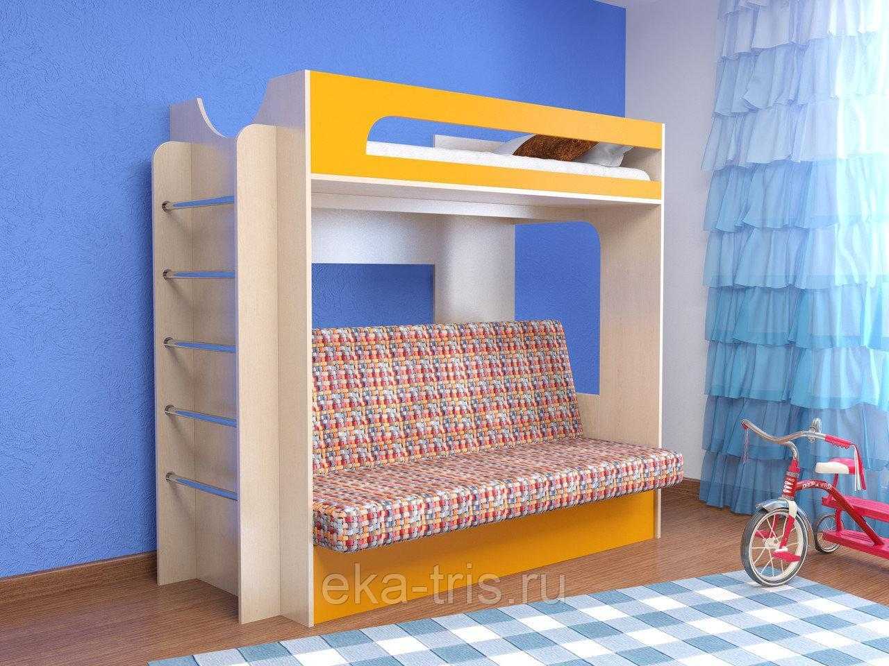 Двухъярусная кровать с диваном внизу — стильность и практичность (90+ фото)