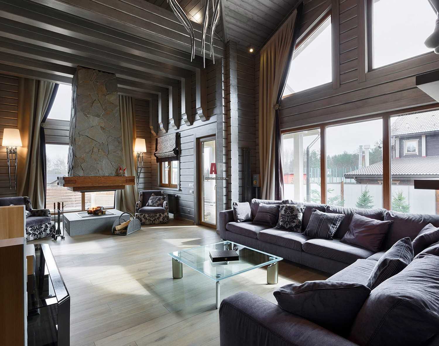 Интерьер дома в стиле шале 210 (фото) современного дизайна