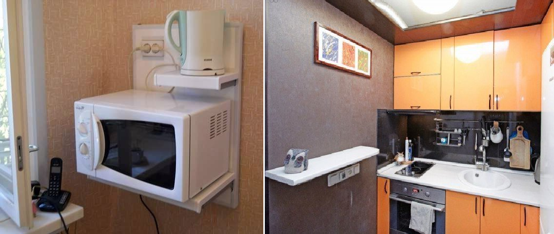 Куда поставить микроволновку на кухню: варианты размещения, реальные фото примеры