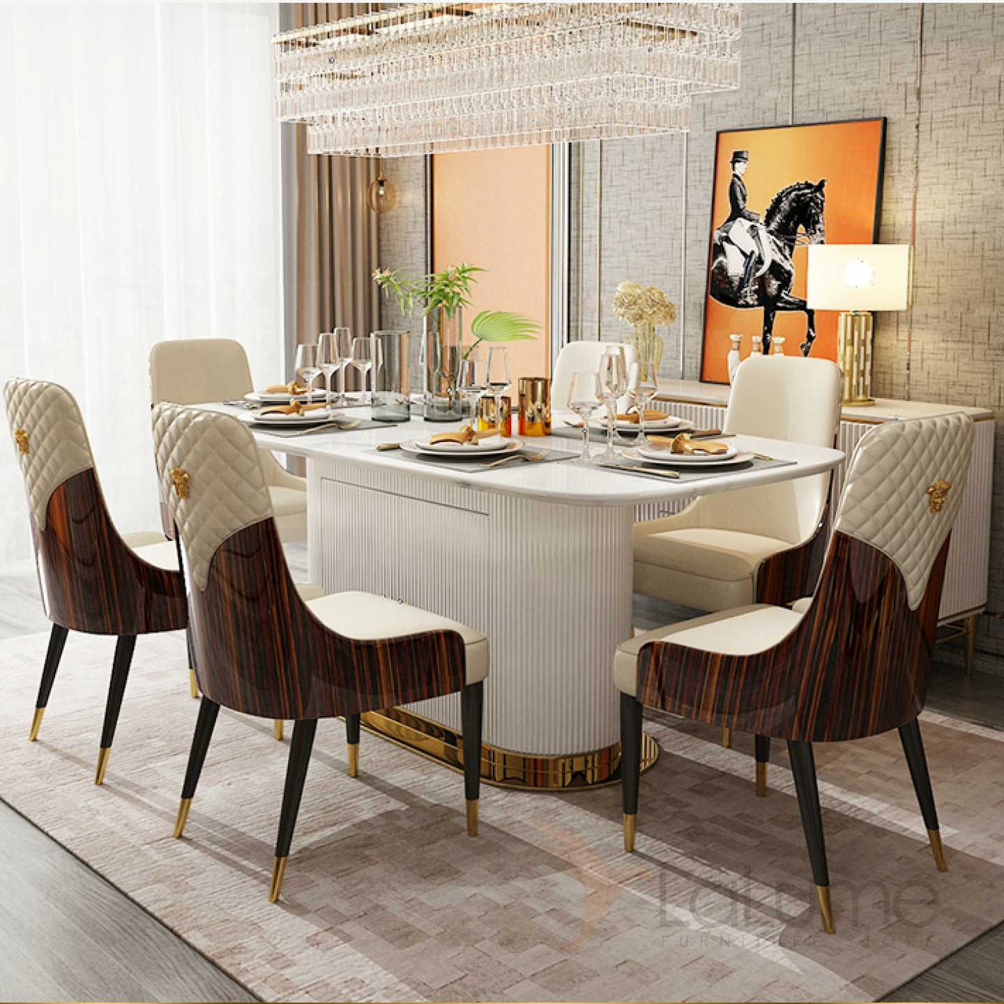 Дизайн кухонного стола. Выдвижной стол Table артикул 642.19.941. Стол обеденный. Современный обеденный стол. Обеденная группа в современном стиле.