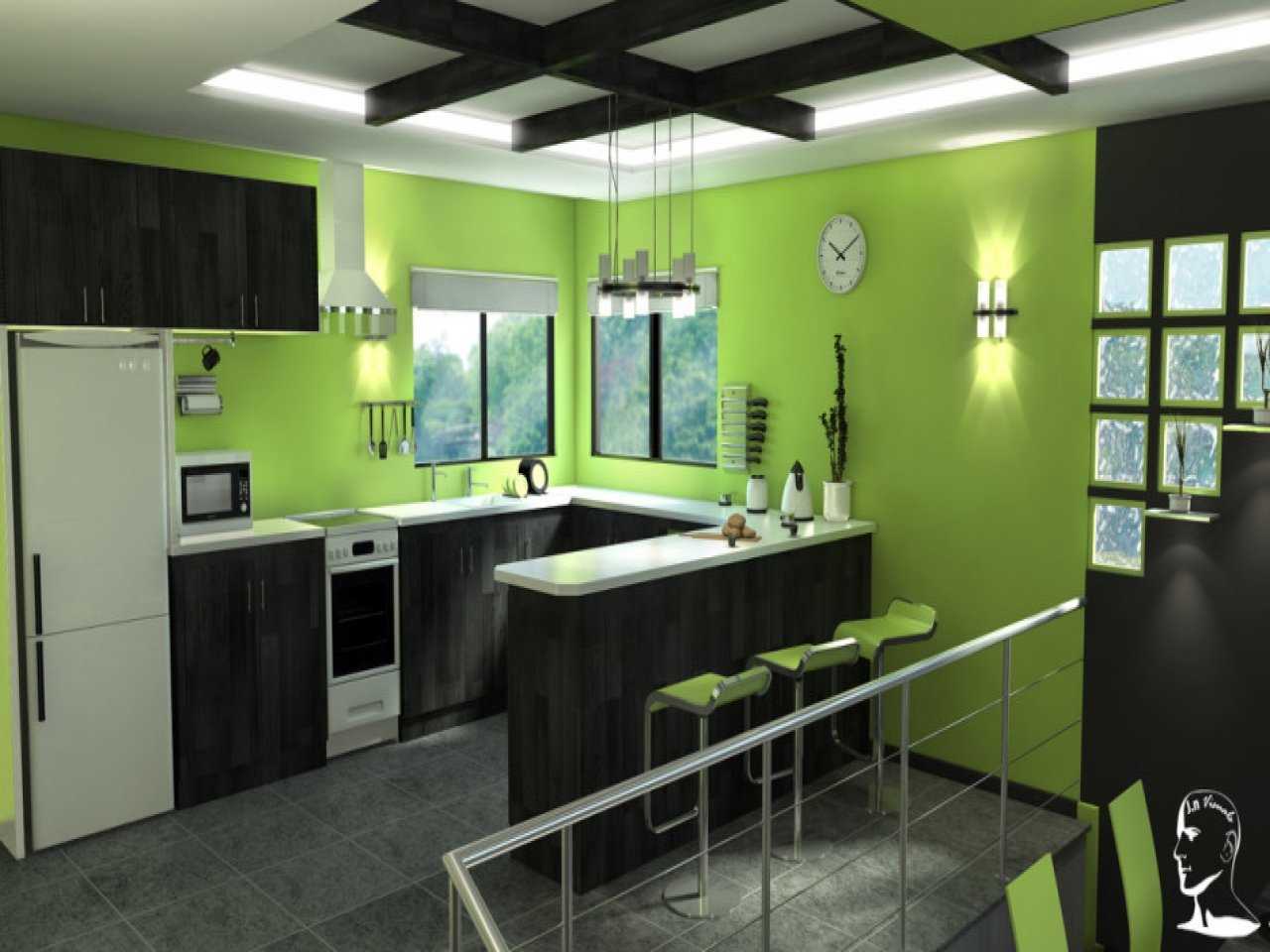 Зеленый цвет в интерьере кухни 130 Фото помогает создать спокойное настроение С какими цветами сочетать и как организовать функциональное пространство