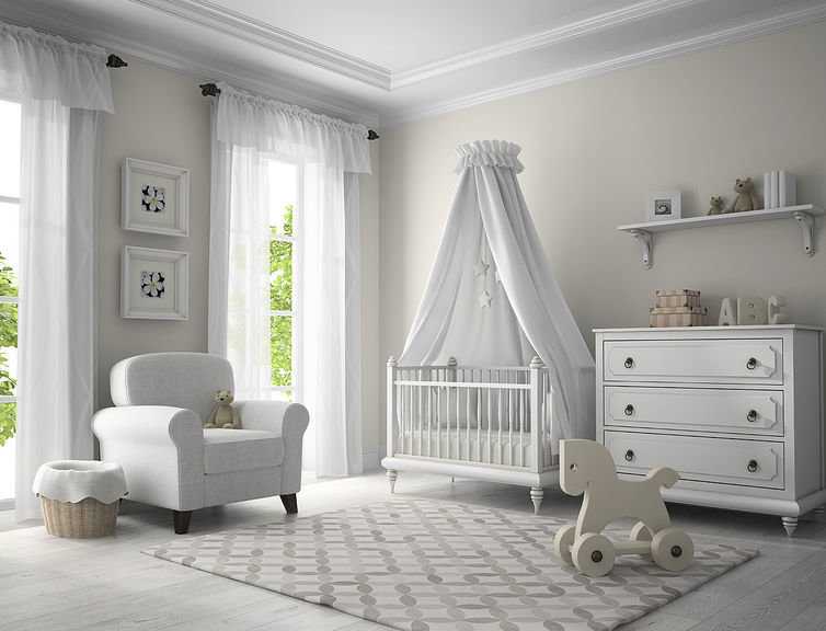 Белая детская - дизайн детской комнаты