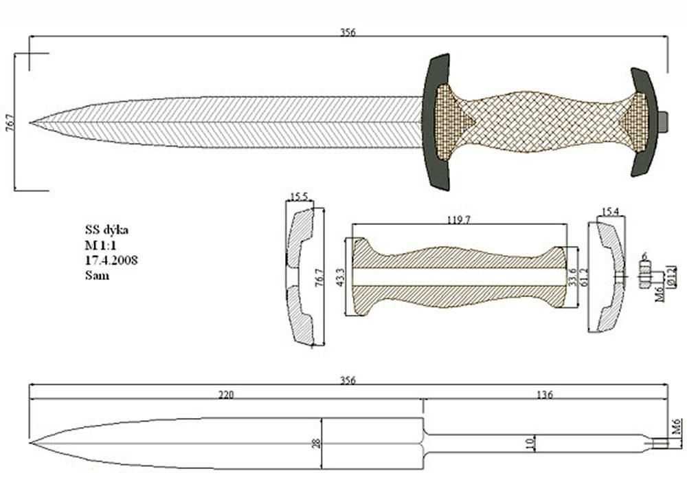 Чертеж ножа stiletto