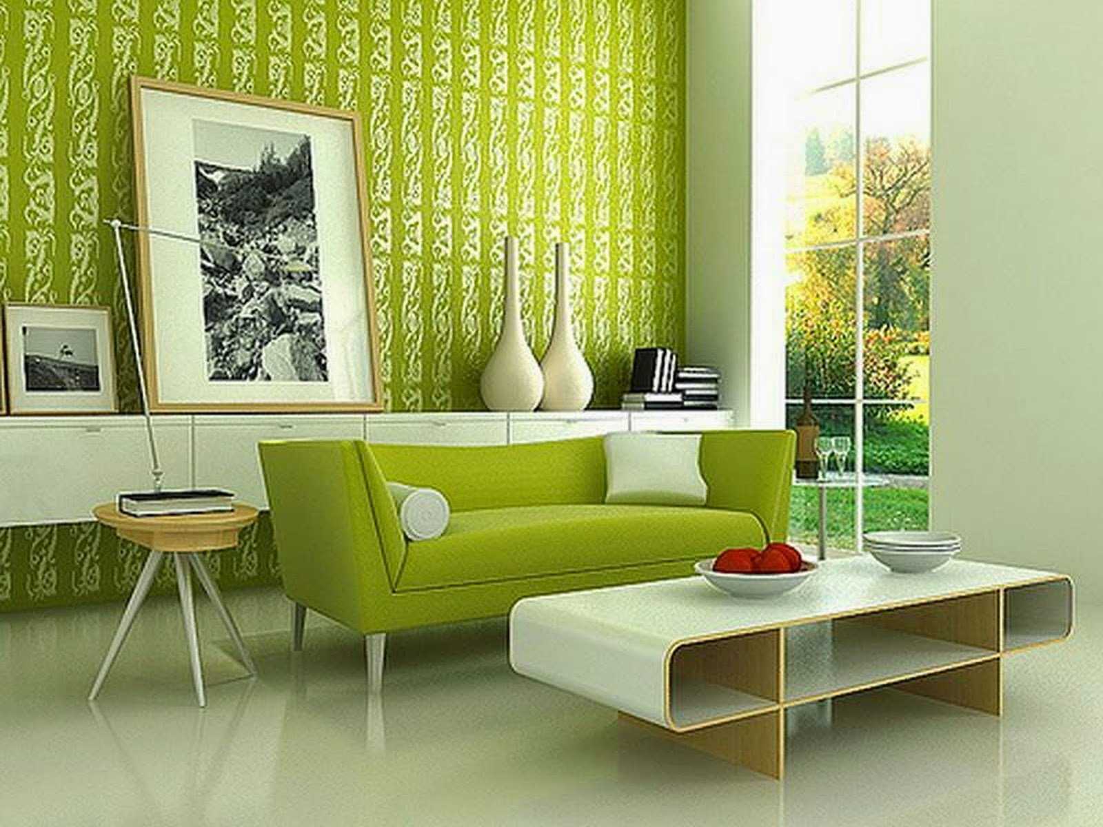 Интерьер с обоями в зеленых тонах: дизайн, сочетания, выбор стиля, 70 фото